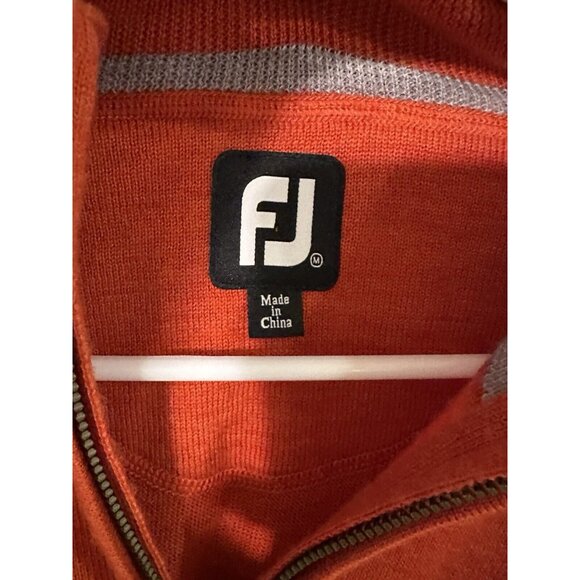 Foot Joy FJ  Men’s Med Zip Long Sleeve 100% Wool Pullover Sweater Burnt Orange - Picture 4 of 7